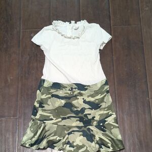 Wonder Nation Cream Top with Camouflage Skirt Dress
